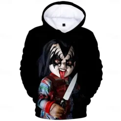 Chucky Hoodie Cartoon Manga Anime 3D Front Pocket Graphic For Couple's Men's Women's Adults' Back To School 3D Print Casual Daily