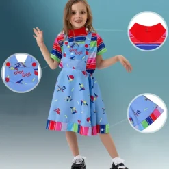 Chucky Scary Doll Outfits 2 PCS Halloween Group Family Costumes Boys Girls' Movie Cosplay Costume Halloween Carnival Children's Day