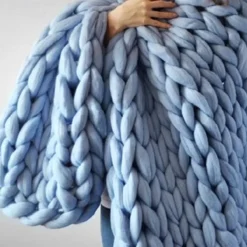 Chunky Knit Throw Blanket Super Thick Wool Handwoven Blanket Sofa Blanket Cover Blanket Knitting Thick Thread Blanket