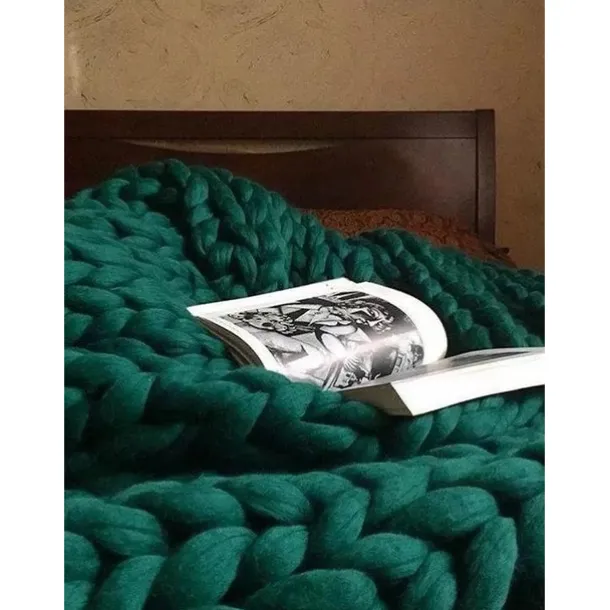 Chunky Knit Throw Blanket Super Thick Wool Handwoven Blanket Sofa Blanket Cover Blanket Knitting Thick Thread Blanket