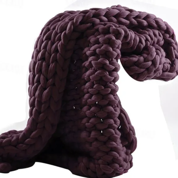 Chunky Knit Throw Blanket Super Thick Wool Handwoven Blanket Sofa Blanket Cover Blanket Knitting Thick Thread Blanket