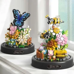 City Creativity Flower Bouquet Bee Butterfly Model Mini Building Blocks Bricks Children'S Toys Gift Valentine's Day