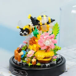 City Creativity Flower Bouquet Bee Butterfly Model Mini Building Blocks Bricks Children'S Toys Gift Valentine's Day