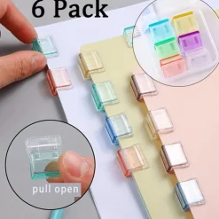 Clam Clip 6Pcs Binder Clips Small Transparent Multifunctional Push Clip For Fixing Paper Desk Office Home School, Back to School Gift