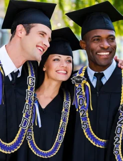 Class of 2025 Graduation Wreath - Braided Ribbon Necklace with GRAD Letters and Hat Charm, Handmade Keepsake Gift for High School and College Graduation Ceremony