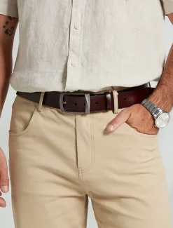 Classic Men's Leather Belt with Stainless Steel Buckle - Durable, Stylish Accessory for Formal and Casual Outfits