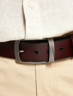 Classic Men's Leather Belt with Stainless Steel Buckle - Durable, Stylish Accessory for Formal and Casual Outfits