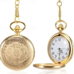 Classic Pattern Vintage Pocket Watch Retro Quartz Pocket Watch With Chain for Men Analog Digital Quartz Vintage Alloy Dial for Graduation Xmas Fathers Day