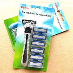 Classic 3-Piece Metal Double Edge Eco Safety Razor Long Handle Wet Shaving Kit for Men Women with 6 Platinum Blades