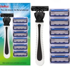 Classic 3-Piece Metal Double Edge Eco Safety Razor Long Handle Wet Shaving Kit for Men Women with 6 Platinum Blades