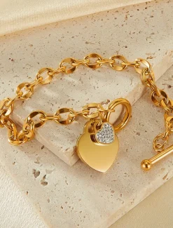 Classic Sweet Heart Fashion Personalized Titanium Steel Bracelet Jewelry Silver / Gold For Daily