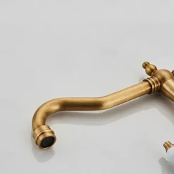 Classic Utility Sink Laundry Chrome Black Faucet, Centerset High Arc Two Ceramic Handles One Hole Wash Basin Tap with Hot and Cold Water Switch, 360 Degree Swivel Spout Commercial Faucet