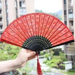 Classical Style Silk Composite Black Lace Fan Style Folding Fan Hand Held Gift Elegant