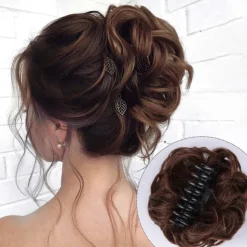 Claw Clip Hair Piece Synthetic Hair Buns Wavy Curly Chignon Hair Bun Extensions Tousled Updo Hair Buns Claw Ponytail Hairpieces Hair Scrunchie with Clip for Women