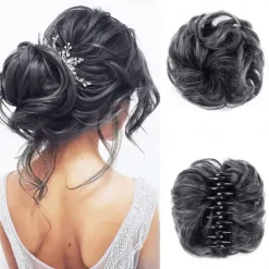 Claw Clip Hair Piece Synthetic Hair Buns Wavy Curly Chignon Hair Bun Extensions Tousled Updo Hair Buns Claw Ponytail Hairpieces Hair Scrunchie with Clip for Women