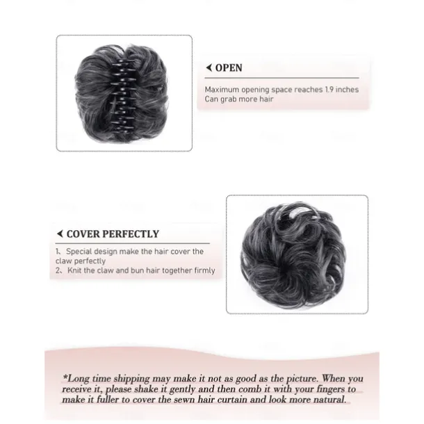 Claw Clip Hair Piece Synthetic Hair Buns Wavy Curly Chignon Hair Bun Extensions Tousled Updo Hair Buns Claw Ponytail Hairpieces Hair Scrunchie with Clip for Women
