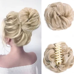 Claw Clip Hair Piece Synthetic Hair Buns Wavy Curly Chignon Hair Bun Extensions Tousled Updo Hair Buns Claw Ponytail Hairpieces Hair Scrunchie with Clip for Women