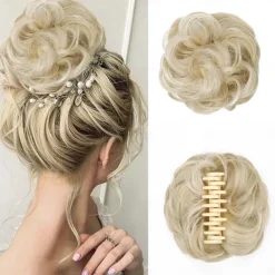 Claw Clip Hair Piece Synthetic Hair Buns Wavy Curly Chignon Hair Bun Extensions Tousled Updo Hair Buns Claw Ponytail Hairpieces Hair Scrunchie with Clip for Women