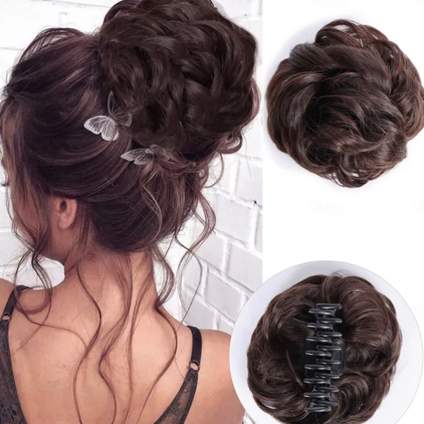 Claw Clip Hair Piece Synthetic Hair Buns Wavy Curly Chignon Hair Bun Extensions Tousled Updo Hair Buns Claw Ponytail Hairpieces Hair Scrunchie with Clip for Women