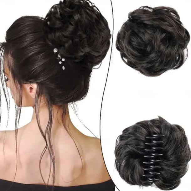 Claw Clip Hair Piece Synthetic Hair Buns Wavy Curly Chignon Hair Bun Extensions Tousled Updo Hair Buns Claw Ponytail Hairpieces Hair Scrunchie with Clip for Women