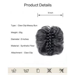 Claw Clip Hair Piece Synthetic Hair Buns Wavy Curly Chignon Hair Bun Extensions Tousled Updo Hair Buns Claw Ponytail Hairpieces Hair Scrunchie with Clip for Women