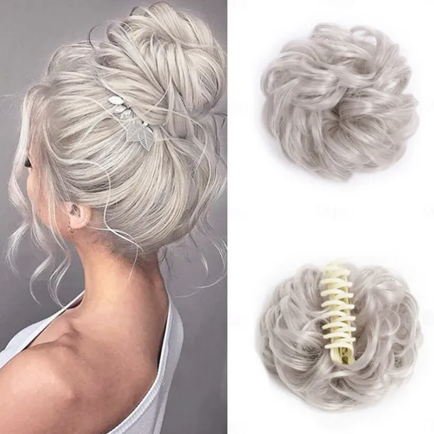 Claw Clip Hair Piece Synthetic Hair Buns Wavy Curly Chignon Hair Bun Extensions Tousled Updo Hair Buns Claw Ponytail Hairpieces Hair Scrunchie with Clip for Women