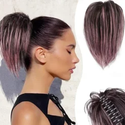 Claw Clip Messy Bun Hair Piece Short Straight Hair Ponytail Bun Extensions Blonde Hair Bun Synthetic Claw Clip on Hairpieces Fake Hair Bun Extensions for Women Girls-Blonde