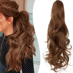 Claw Clip Ponytail Extension 18 Clip in Wavy Ponytail Hair Extensions Long Pony Tails for Women Extensions Ash Blonde Mix Light Bleach Blonde Wave Hairpiece