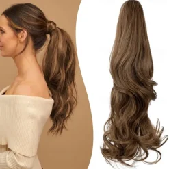 Claw Clip Ponytail Extension 18 Clip in Wavy Ponytail Hair Extensions Long Pony Tails for Women Extensions Ash Blonde Mix Light Bleach Blonde Wave Hairpiece