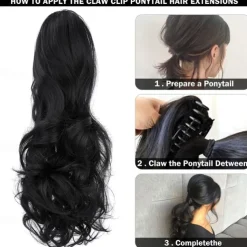 Claw Clip Ponytail Extension 18 Clip in Wavy Ponytail Hair Extensions Long Pony Tails for Women Extensions Ash Blonde Mix Light Bleach Blonde Wave Hairpiece