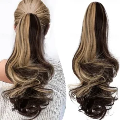 Claw Clip Ponytail Extension 18 Clip in Wavy Ponytail Hair Extensions Long Pony Tails for Women Extensions Ash Blonde Mix Light Bleach Blonde Wave Hairpiece