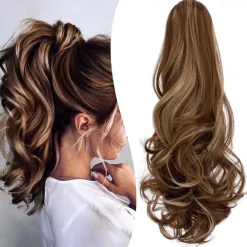 Claw Clip Ponytail Extension 18 Clip in Wavy Ponytail Hair Extensions Long Pony Tails for Women Extensions Ash Blonde Mix Light Bleach Blonde Wave Hairpiece