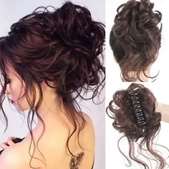 Claw Messy Bun Hair Pieces Clip Wavy Curly Hair Chignon Clip in Hairpieces Tousled Updo Donut Hair Bun Synthetic Fake Hair Ponytail for Women Girls