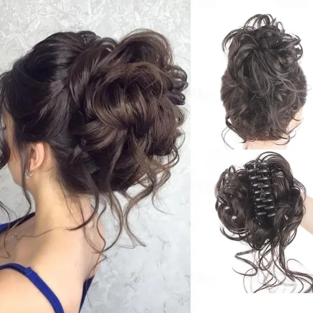 Claw Messy Bun Hair Pieces Clip Wavy Curly Hair Chignon Clip in Hairpieces Tousled Updo Donut Hair Bun Synthetic Fake Hair Ponytail for Women Girls