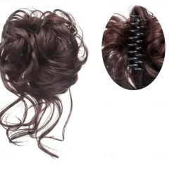 Claw Messy Bun Hair Pieces Clip Wavy Curly Hair Chignon Clip in Hairpieces Tousled Updo Donut Hair Bun Synthetic Fake Hair Ponytail for Women Girls
