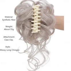 Claw Messy Bun Hair Pieces Clip Wavy Curly Hair Chignon Clip in Hairpieces Tousled Updo Donut Hair Bun Synthetic Fake Hair Ponytail for Women Girls
