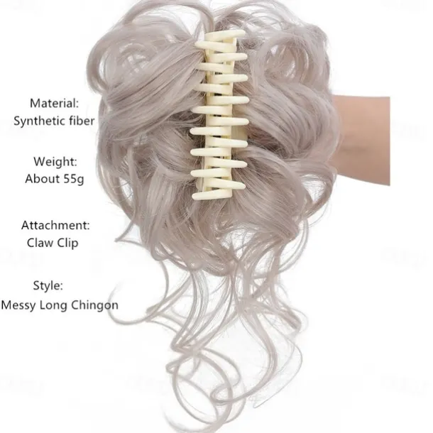 Claw Messy Bun Hair Pieces Clip Wavy Curly Hair Chignon Clip in Hairpieces Tousled Updo Donut Hair Bun Synthetic Fake Hair Ponytail for Women Girls