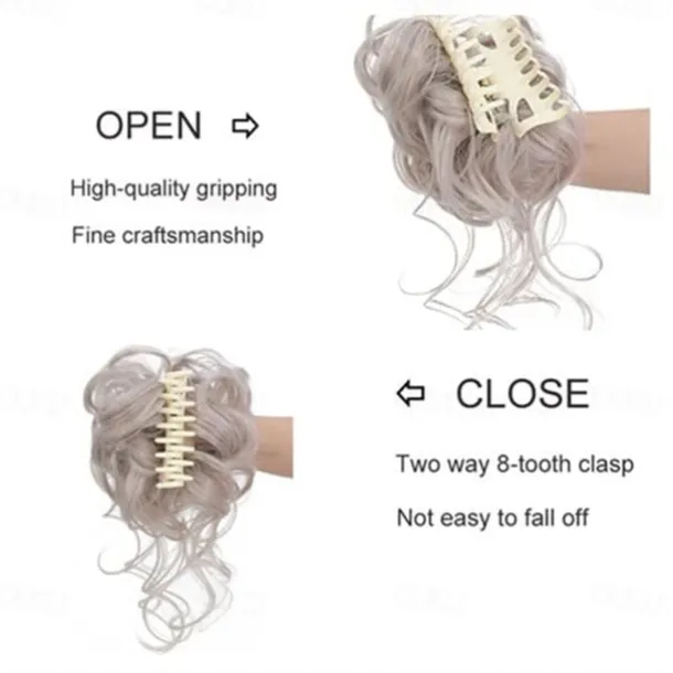 Claw Messy Bun Hair Pieces Clip Wavy Curly Hair Chignon Clip in Hairpieces Tousled Updo Donut Hair Bun Synthetic Fake Hair Ponytail for Women Girls