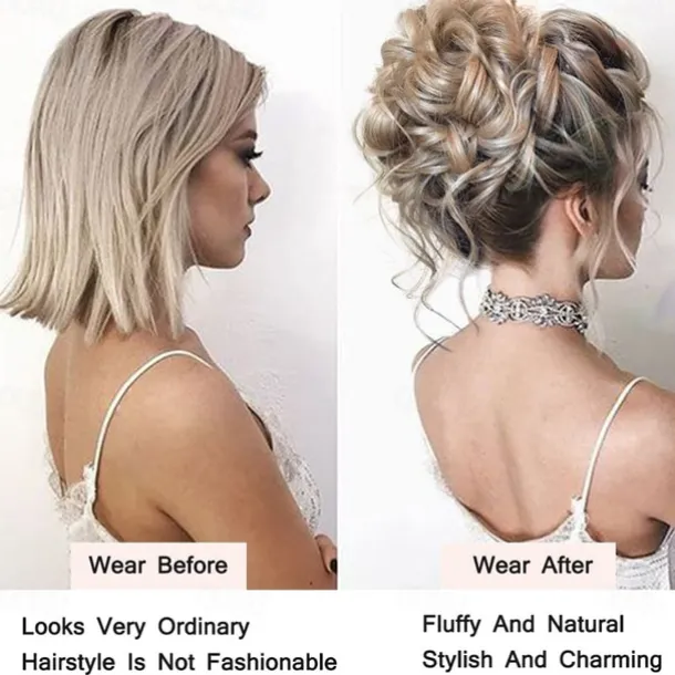 Claw Messy Bun Hair Pieces Clip Wavy Curly Hair Chignon Clip in Hairpieces Tousled Updo Donut Hair Bun Synthetic Fake Hair Ponytail for Women Girls