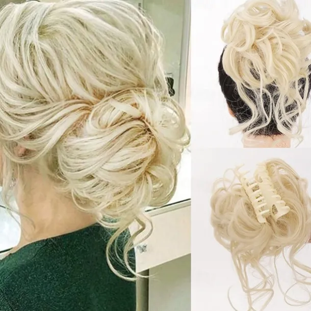 Claw Messy Bun Hair Pieces Clip Wavy Curly Hair Chignon Clip in Hairpieces Tousled Updo Donut Hair Bun Synthetic Fake Hair Ponytail for Women Girls