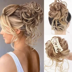 Claw Messy Bun Hair Pieces Clip Wavy Curly Hair Chignon Clip in Hairpieces Tousled Updo Donut Hair Bun Synthetic Fake Hair Ponytail for Women Girls