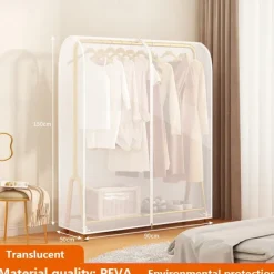 Clear Garment Rack Cover Dustproof Clothes Rack Cover with Zipper Clothes Hanging Rack Cover Clothing Storage Protector Waterproof