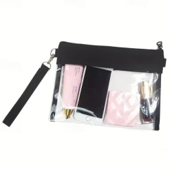 Clear PVC Crossbody Bag, Trendy Stadium Approved Clutch Purse, Waterproof Handbags With Wristlet