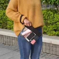 Clear PVC Crossbody Bag, Trendy Stadium Approved Clutch Purse, Waterproof Handbags With Wristlet