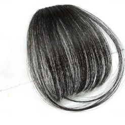 Clip in Bangs - 100% Human Hair Wispy Bangs Clip in Hair Extensions, Black Air Bangs Fringe with Temples Hairpieces for Women Curved Bangs for Daily Wear