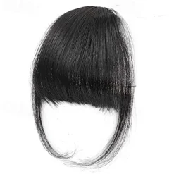 Clip in Bangs - 100% Human Hair Wispy Bangs Clip in Hair Extensions, Black Air Bangs Fringe with Temples Hairpieces for Women Curved Bangs for Daily Wear