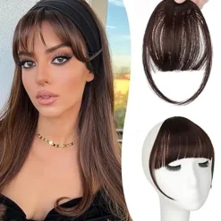 Clip in Bangs-Fake Bangs Hair Clip Wispy Bangs Hair Clip on Bangs For Women Clip Faux Bangs Hair Extensions Fringe With Temples Hairpieces Curved Bangs For Daily Wear
