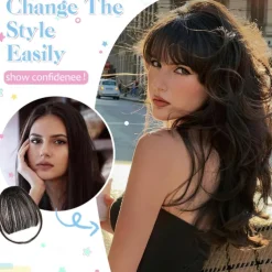 Clip in Bangs-Fake Bangs Hair Clip Wispy Bangs Hair Clip on Bangs For Women Clip Faux Bangs Hair Extensions Fringe With Temples Hairpieces Curved Bangs For Daily Wear