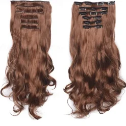 Clip In Hair Extension 20Inch 16 Clips Long Synthetic Hair Heat Resistant Hairpiece Natural Wavy Ombre Hair Piece 6Pcs/Set