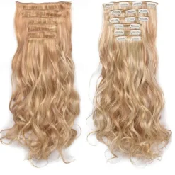 Clip In Hair Extension 20Inch 16 Clips Long Synthetic Hair Heat Resistant Hairpiece Natural Wavy Ombre Hair Piece 6Pcs/Set